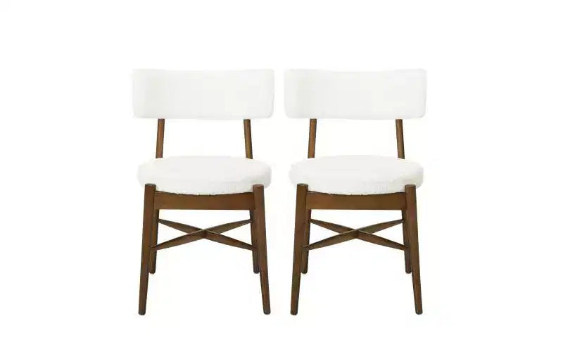 Christopher Knight Home Set of 2 Everly Modern Rubberwood Linen Blend Upholstered Dining Chairs Beige/Walnut