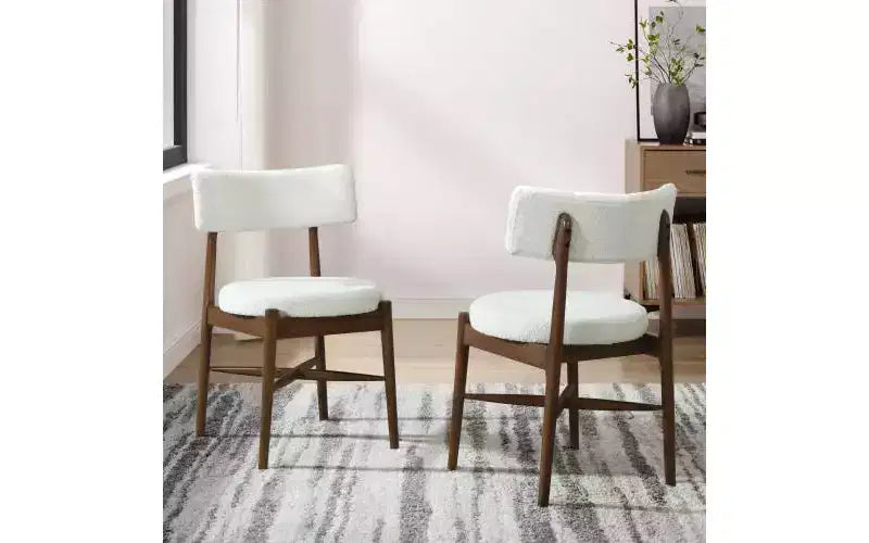Set di 2 sedie da pranzo imbottite – Misto lino, Struttura in legno di caucciù