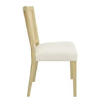 Set di 2 sedie da pranzo imbottite senza braccioli con trama in canna, Beige/Frassino chiaro