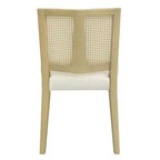 Set di 2 sedie da pranzo imbottite senza braccioli con trama in canna, Beige/Frassino chiaro