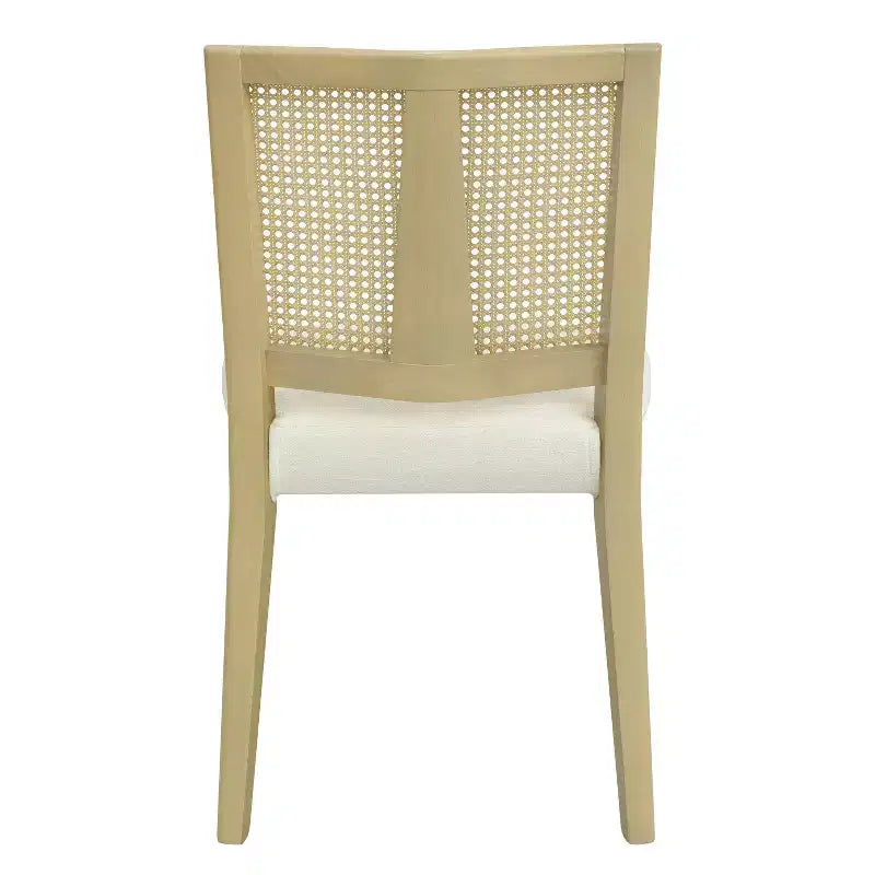 Set di 2 sedie da pranzo imbottite senza braccioli con trama in canna, Beige/Frassino chiaro
