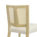 Set di 2 sedie da pranzo imbottite senza braccioli con trama in canna, Beige/Frassino chiaro