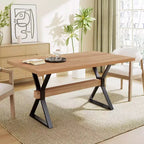 Tavolo da Pranzo Rustico Industriale da 160 cm con Gambe a X in Metallo