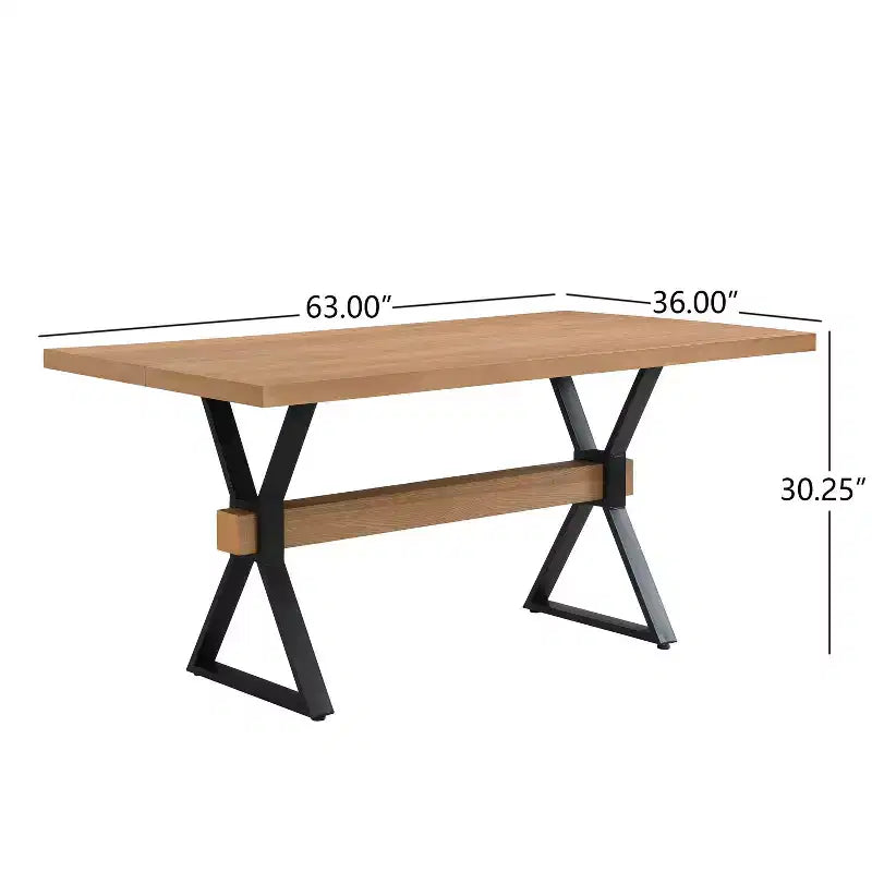 Tavolo da Pranzo Rustico Industriale da 160 cm con Gambe a X in Metallo