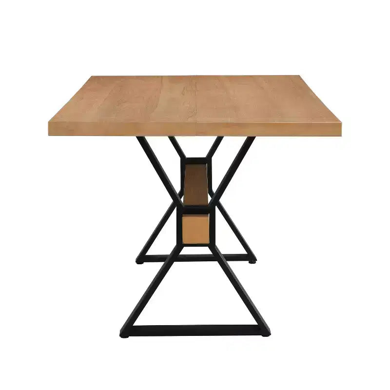 Tavolo da Pranzo Rustico Industriale da 160 cm con Gambe a X in Metallo
