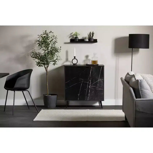 Mobiletto a 2 ante con ripiano regolabile – Quercia nera/Nero