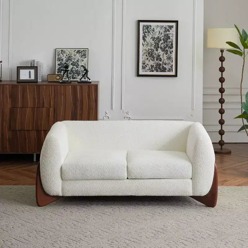 Divanetto in Tessuto Bouclé da 160 cm Beige