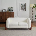 Divanetto in Tessuto Bouclé da 160 cm Beige