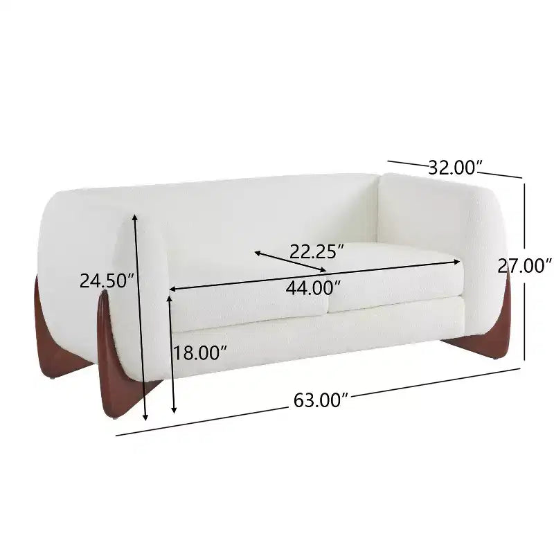 Divanetto in Tessuto Bouclé da 160 cm Beige