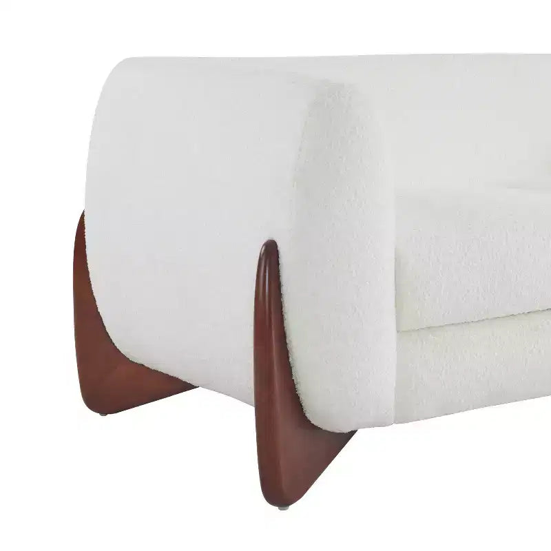 Divanetto in Tessuto Bouclé da 160 cm Beige