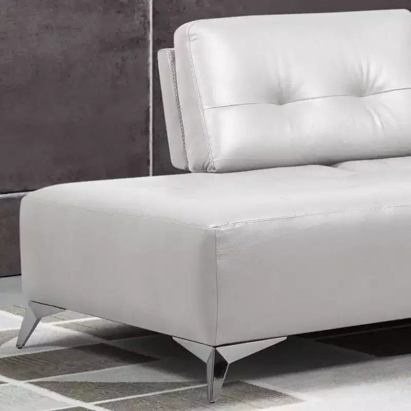Divano Sezionale a 2 Pezzi con Chaise Longue – Ecopelle Bianca Perla
