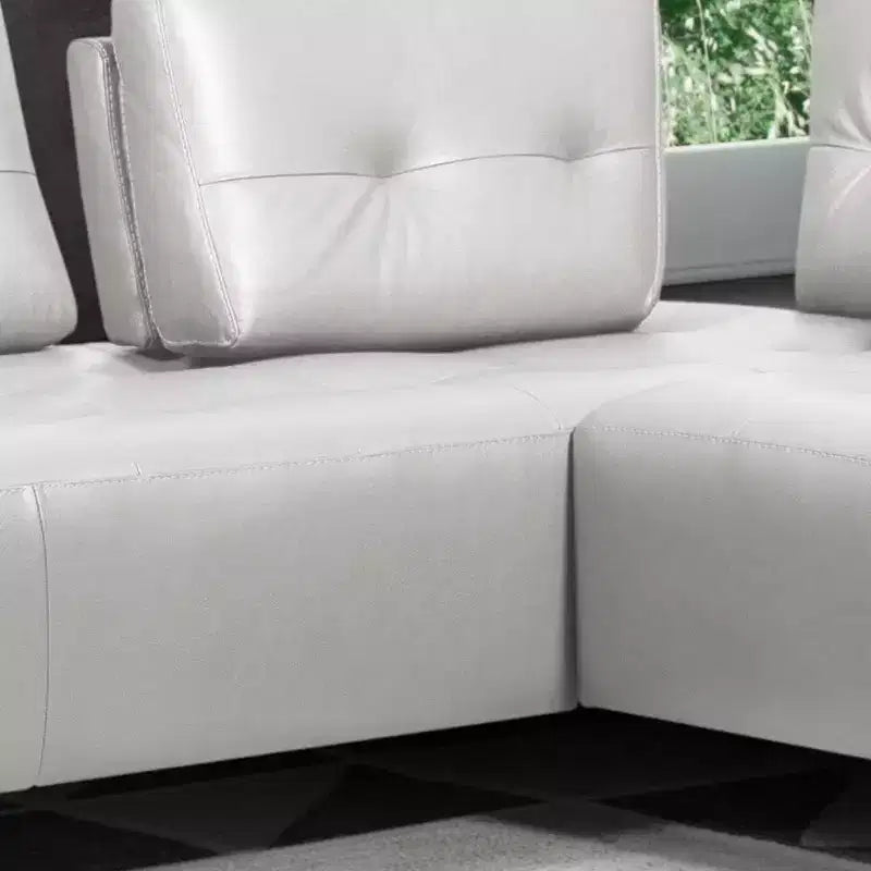 Divano Sezionale a 2 Pezzi con Chaise Longue – Ecopelle Bianca Perla