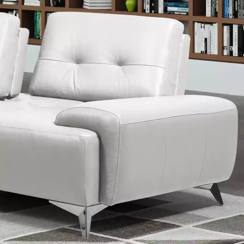 Divano Sezionale a 2 Pezzi con Chaise Longue – Ecopelle Bianca Perla