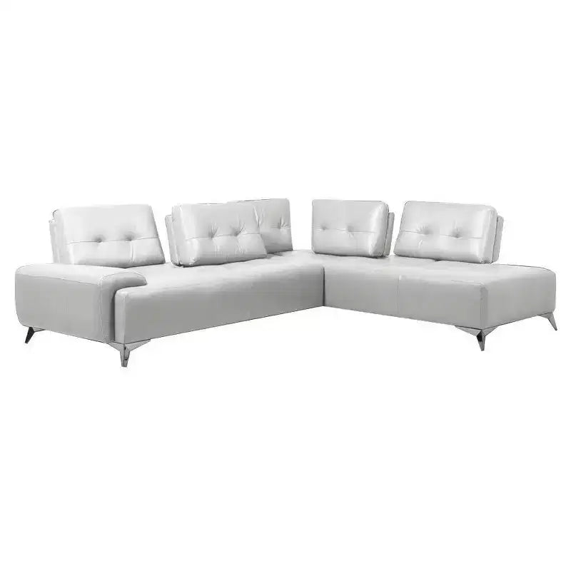 Divano Sezionale a 2 Pezzi con Chaise Longue – Ecopelle Bianca Perla