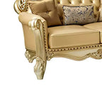 Divanetto in similpelle trapuntato con finitura color oro e borchie
