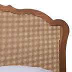 Letto contenitore King Size con testiera in rattan - Noce