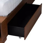Letto contenitore King Size con testiera in rattan - Noce