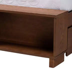 Letto contenitore King Size con testiera in rattan - Noce