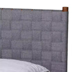 Letto Matrimoniale Moderno Metà Secolo con Testiera Imbottita – Grigio/Marrone Noce