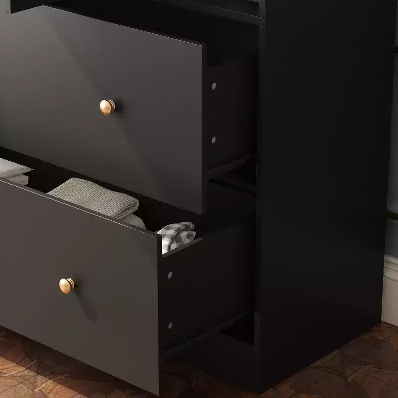 Armadio a 2 ante con specchio, appendiabiti e 2 cassetti