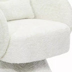 Poltrona girevole accent in tessuto crema con base in legno