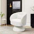 Poltrona girevole accent in tessuto crema con base in legno