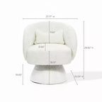 Poltrona girevole accent in tessuto crema con base in legno