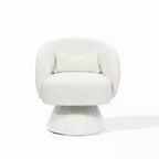 Poltrona girevole accent in tessuto crema con base in legno