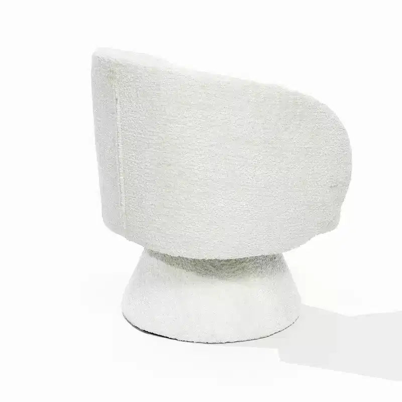 Poltrona girevole accent in tessuto crema con base in legno