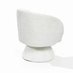 Poltrona girevole accent in tessuto crema con base in legno