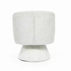 Poltrona girevole accent in tessuto crema con base in legno