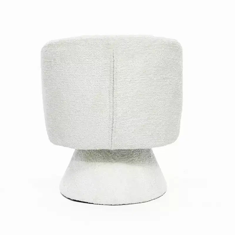Poltrona girevole accent in tessuto crema con base in legno