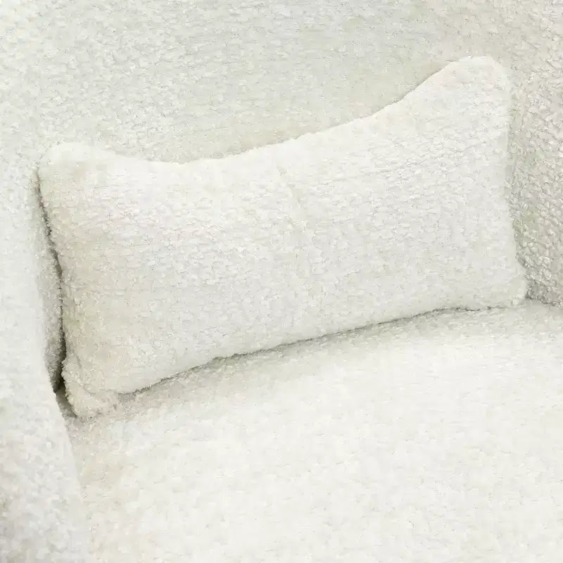 Poltrona girevole accent in tessuto crema con base in legno