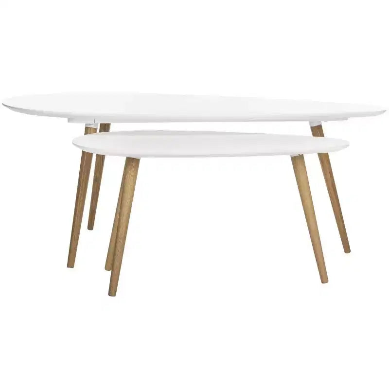 Saffron Split Coffee Table - White/Oak - Safavieh