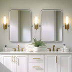 Neutypechic Rectangular Metal Frame Pivot Decorative Wall Mirror with Rounded Corners (Set of 2)