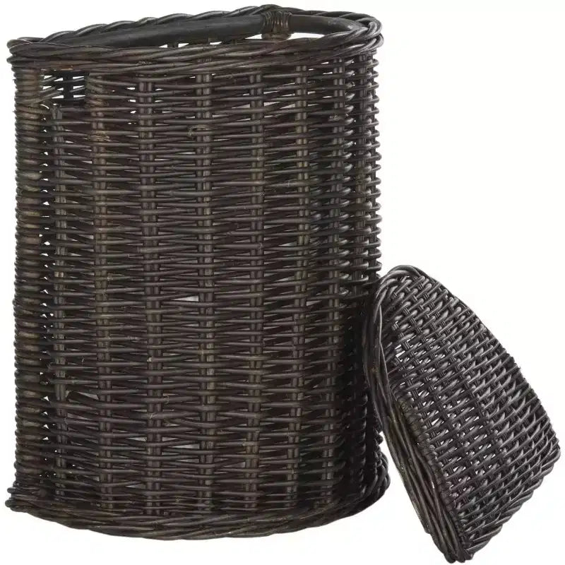 Cesto portabiancheria in vimini con coperchio – Marrone naturale