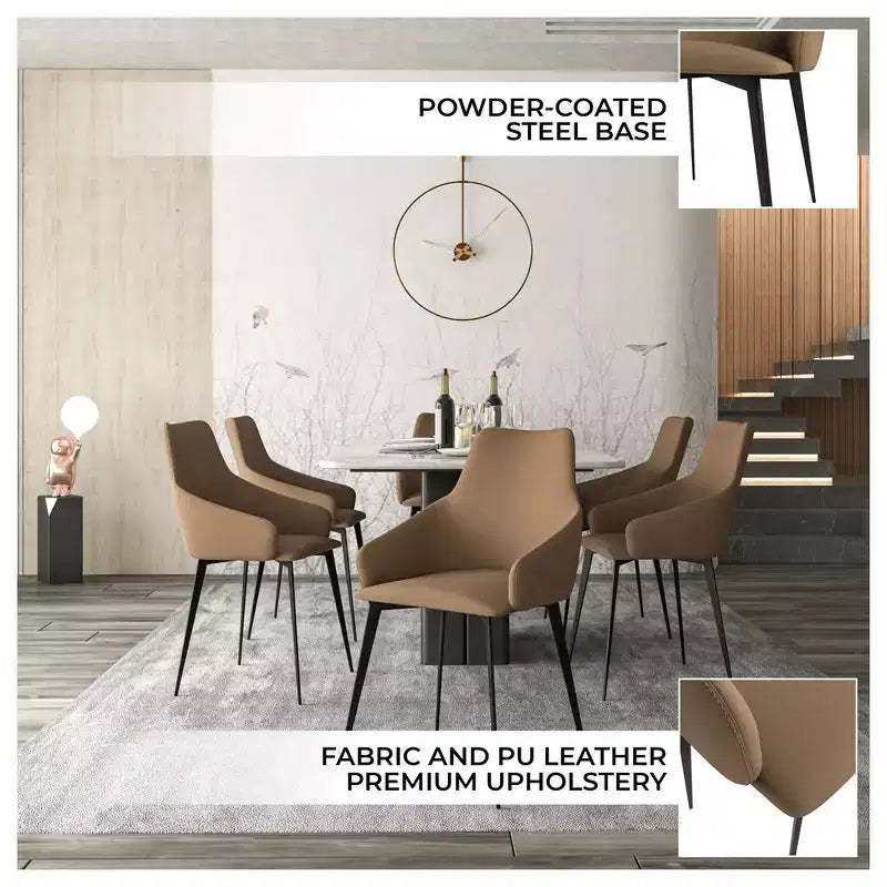 Sedie imbottite da pranzo con gambe in ferro, set da 2