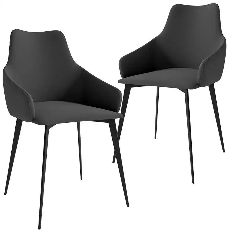 Sedie imbottite da pranzo con gambe in ferro, set da 2