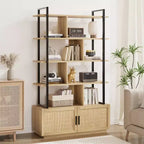 Libreria a 5 ripiani con armadietto e anta, alta 180 cm, struttura in metallo