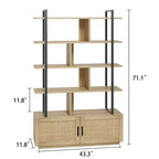Libreria a 5 ripiani con armadietto e anta, alta 180 cm, struttura in metallo