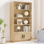 Libreria a 5 ripiani con armadietto e anta, alta 180 cm, struttura in metallo