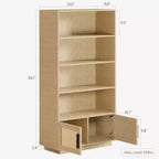 Libreria a 5 ripiani con armadietto e anta, alta 180 cm, struttura in metallo