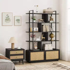 Libreria a 5 ripiani con armadietto e anta, alta 180 cm, struttura in metallo