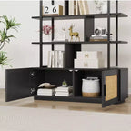Libreria a 5 ripiani con armadietto e anta, alta 180 cm, struttura in metallo