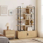 Libreria a 5 ripiani con armadietto e anta, alta 180 cm, struttura in metallo