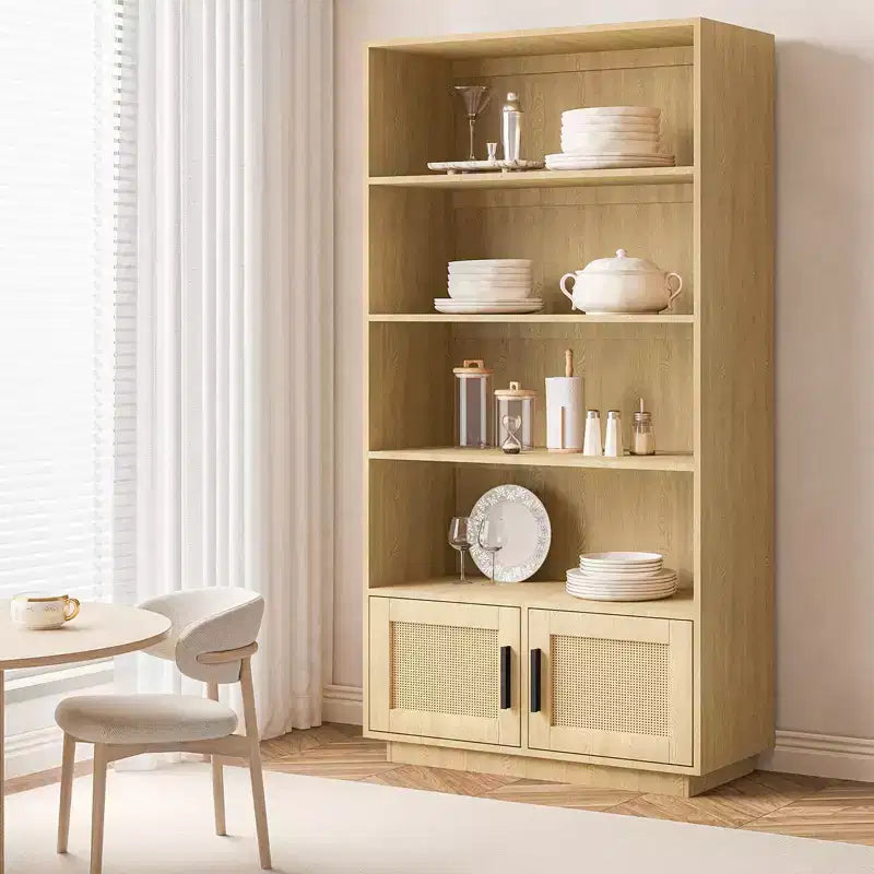Libreria a 5 ripiani con armadietto e anta, alta 180 cm, struttura in metallo