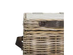 Baule portaoggetti in rattan bianco con coperchio