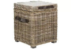 Baule portaoggetti in rattan bianco con coperchio