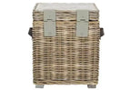 Baule portaoggetti in rattan bianco con coperchio
