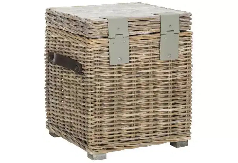 Baule portaoggetti in rattan bianco con coperchio